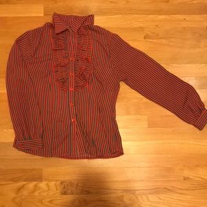 Colorful Striped Blue and Orange Blouse